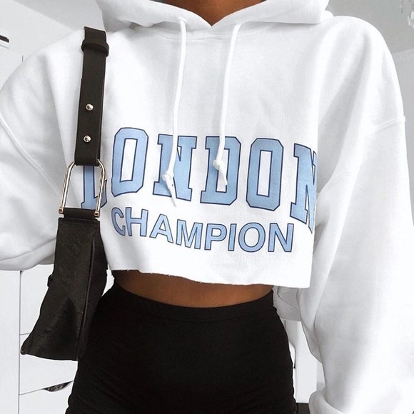 London Cropped Top Hoodie - Picture 2 of 3
